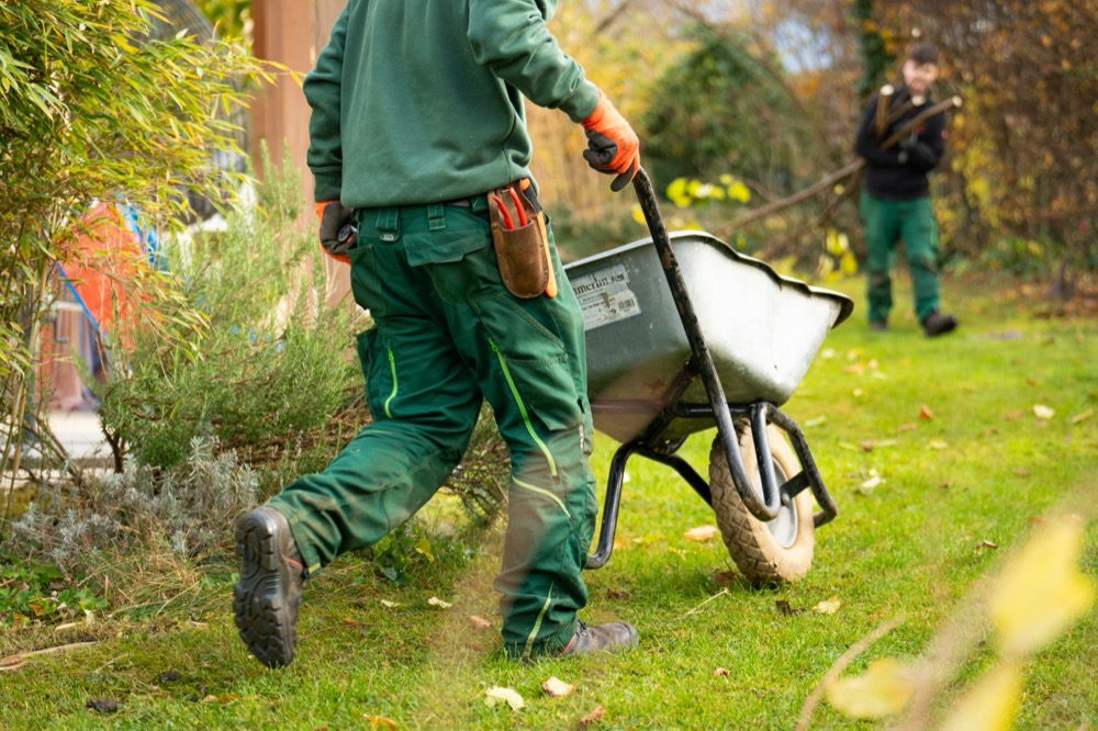 Landscaping contractor on phone